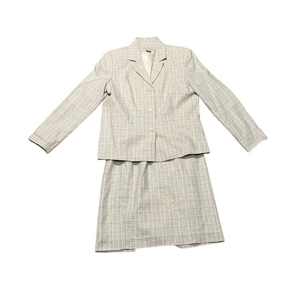 Norton Mcnaughton Suit Set Women's Size 8 Skirt Petite Career Wedding Silk Linen - Picture 1 of 13
